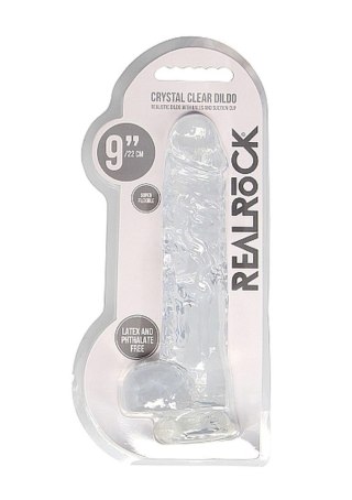 9"" / 23 cm Realistic Dildo With Balls - Transparent RealRock