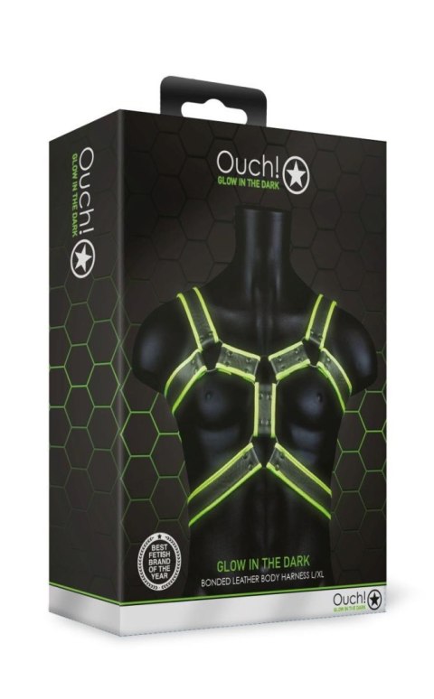 Body Harness - Glow in the Dark - Neon Green/Black - L/XL Ouch!