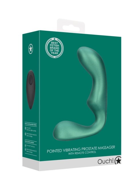 Pointed Vibrating Prostate Massager with Remote Control - Metallic Green Ouch!