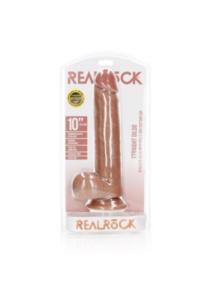 Straight Realistic Dildo Balls Suction Cup - 10""""/ 25,5 cm RealRock