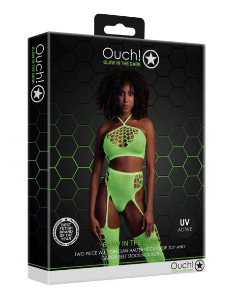 Two Piece with Crop Top and Stockings - Green - XS/XL Ouch!