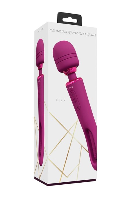 VIVE - Kiku - Rechargeable Double Ended Wand with Innovative G-Spot Flapping Stimulator - Pink Vive