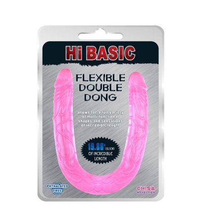 Jelly Flexible Double Dong-Pink HI-Basic