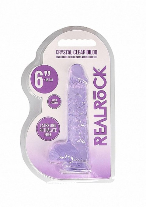 6"" / 15 cm Realistic Dildo With Balls - Purple RealRock