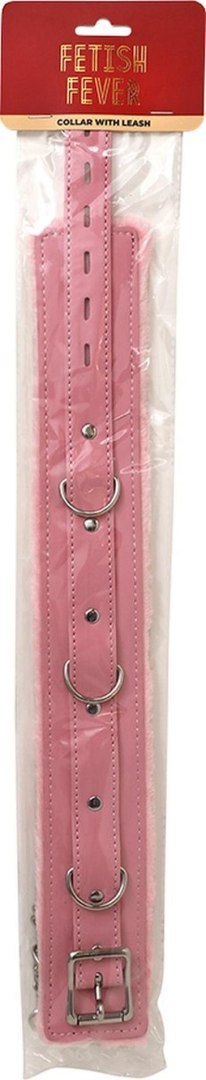 Fetish Fever - Collar with leash - Pink Fetish Fever