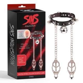 Master Control Collar with Nipple Clamps Sins