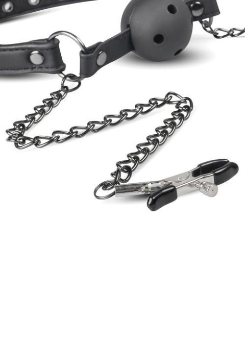 Knebel-Open Ball Gag With Nipple Clamps EasyToys