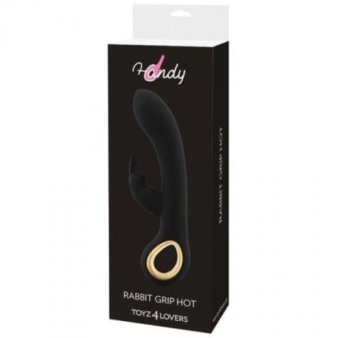 Wibrator-VIBRATORE RABBIT RISCALDANTE HANDY RABBIT GRIP HOT BLACK Toyz4lovers