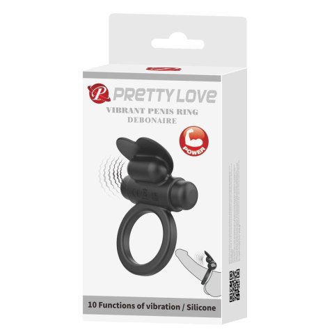 PRETTY LOVE - VIBRANT PENIS RING DEBONAIRE Black, 10 vibration functions Pretty Love