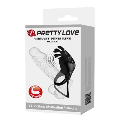 PRETTY LOVE - VIBRANT PENIS RING RUBEN Black, 7 vibration functions Pretty Love