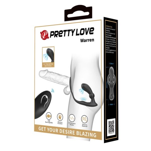 PRETTY LOVE - Warren Black, 12 vibration functions 12 pulse wave settings Wireless remote control Pretty Love