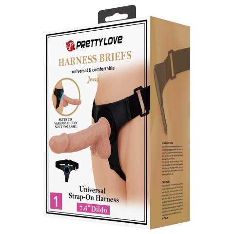 PRETTY LOVE - HARNESS BRIEFS Jerry Universal Strap-On Harness 7,6'' Dildo Flesh Pretty Love