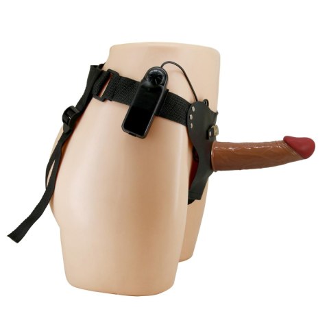 PRETTY LOVE - HARNESS BRIEFS Starks Universal Strap-On Harness 6,9'' Vibration Dildo Light Brown Pretty Love