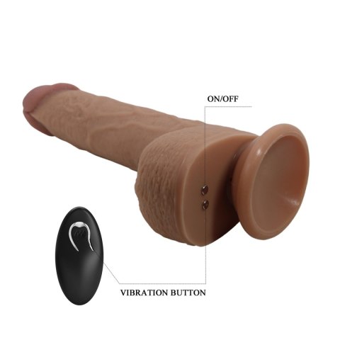 PRETTY LOVE - Tommy 8,9'' Light Brown, 3 vibration functions 3 thrusting settings Suction base Wireless remote control Pretty Love