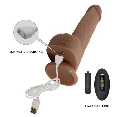 PRETTY LOVE - Tommy 8,9'' Light Brown, 3 vibration functions 3 thrusting settings Suction base Wireless remote control Pretty Love