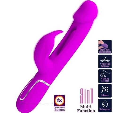 PRETTY LOVE - Kampas Rabbit 3 in 1, multifunction vibrator with tongue violet Pretty Love