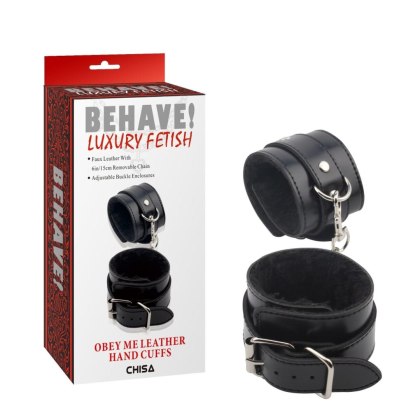 Obey Me Leather Hand Cuffs Behave