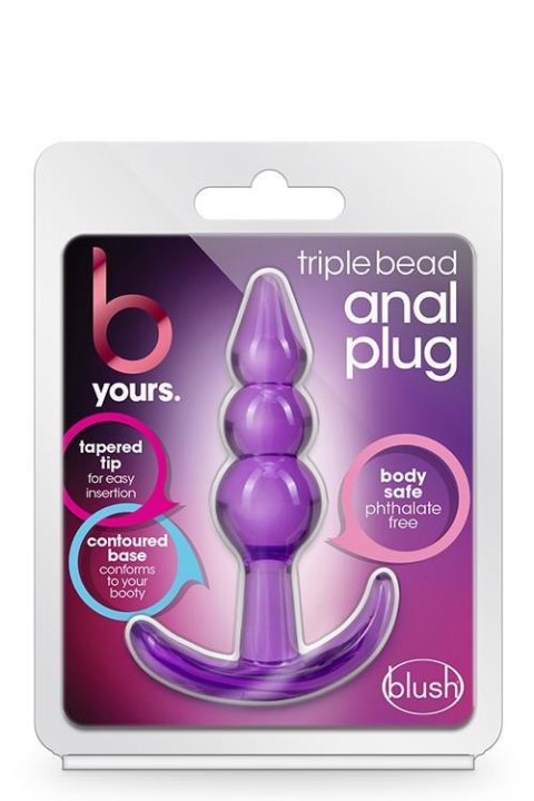 B YOURS TRIPLE BEAD ANAL PLUG PURPLE Blush