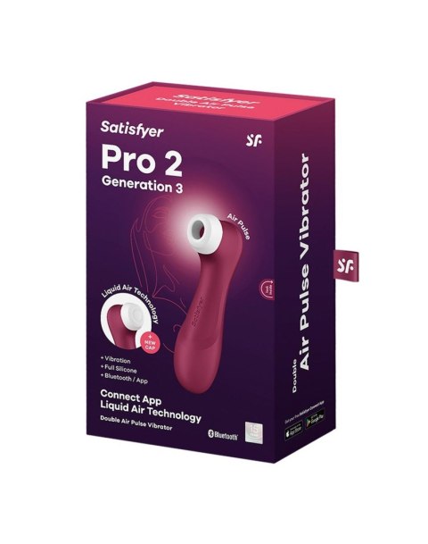 Pro 2 Generation 3with Liquid Air Technology, Vibration and Bluetooth/App wine red Satisfyer