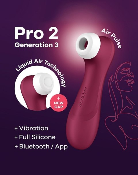 Pro 2 Generation 3with Liquid Air Technology, Vibration and Bluetooth/App wine red Satisfyer