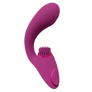 Gen - Rechargeable Triple Action G-Spot Vibrator with Pulse Wave and Vibrating Bristles - Pink Vive