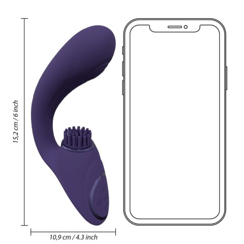 Gen - Rechargeable Triple Action G-Spot Vibrator with Pulse Wave and Vibrating Bristles - Purple Vive