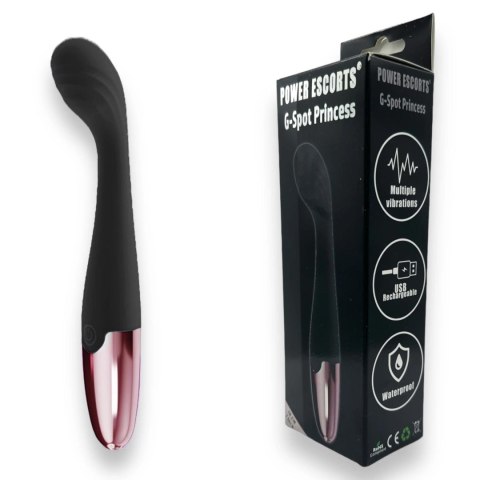 Power Escorts - Black - G Spot Princess Black - 18 Cm / 7 Inch Silicone G Spot Vibrator Power Escorts