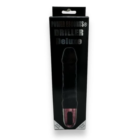 Power Escorts - Driller De Luxe Black - 21 Cm / 8.2 Inch Fat Silicone Realistic Vibrator Power Escorts