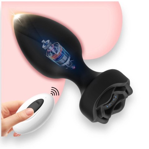 Power Escorts - Princess Plug - Remote Rose Design Plug - USB Rechargeable - 10 Functions - Black Power Escorts