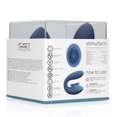 Twitch 3 - Rechargeable Vibrator & Suction - Silicone - 10 Speed - Blue/Grey Innovation