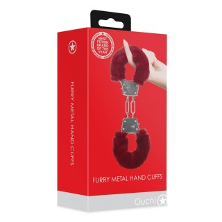 Furry Metal Hand Cuffs - Red Ouch!