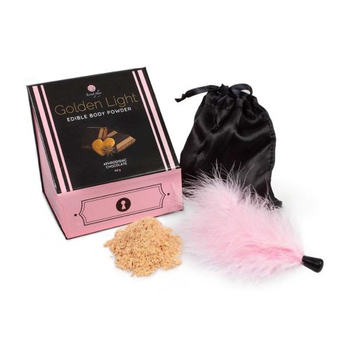 APHRODISIAC CHOCOLATE EDIBLE POWDER & FEATHER TICKLER KIT Cod. Secret Play