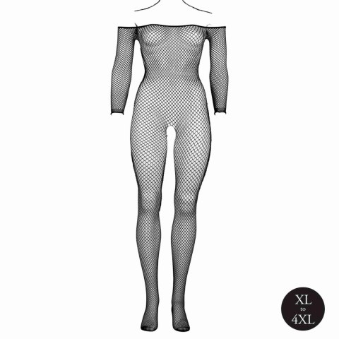 Bodystocking with off shoulder neckline, fishnet structure and open crotch. Le Désir