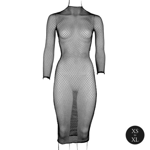 Long dress with fishnet structure and turtle neck. Le Désir