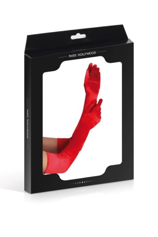 LONG SATIN RED GLOVES TU (Size: TU) Paris Hollywood