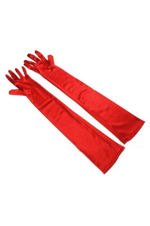 LONG SATIN RED GLOVES TU (Size: TU) Paris Hollywood