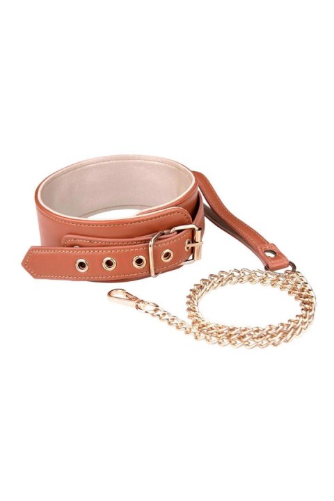 BLAZE ELITE COLLAR AND CHAIN COGNAC VEGAN LEATHER Dream Toys