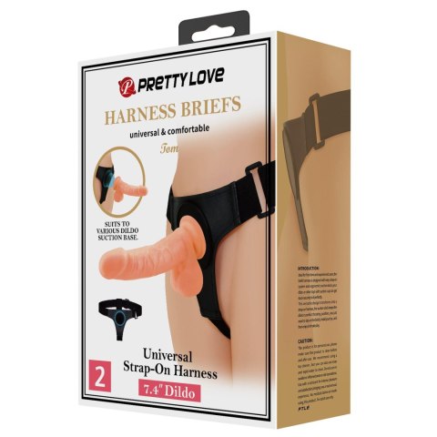 PRETTY LOVE - HARNESS BRIEFS- Tom, Universal Strap-On, 7.4'' Dildo Pretty Love