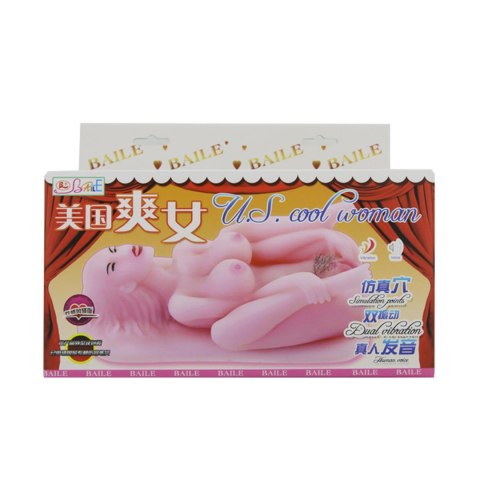 BAILE - Masturbator toy, TPR, double vibrating egg with voice, tighten,shrink 3AAA batteries Baile