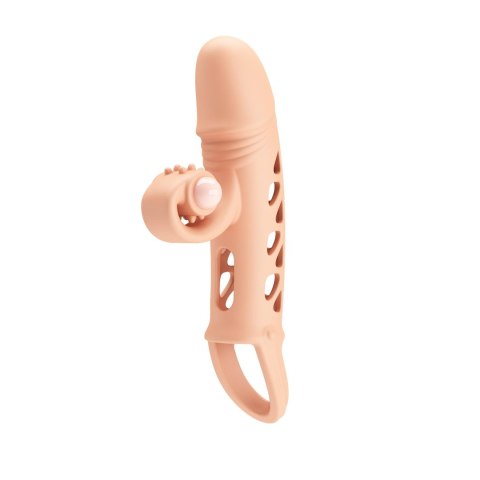 ROMANCE - Penis sleeve, TPE material,vibration, battery LR41*3, Flesh Romance