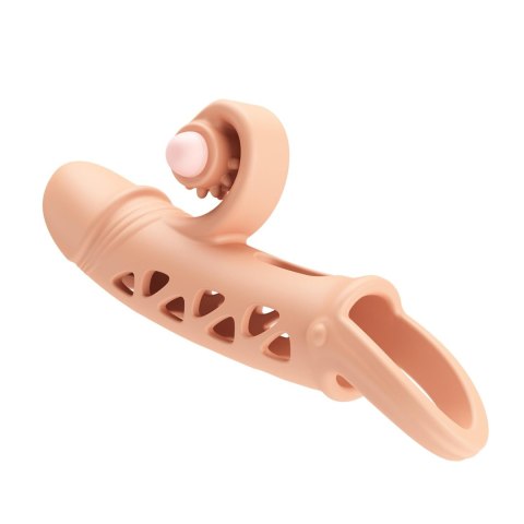 ROMANCE - Penis sleeve, TPE material,vibration, battery LR41*3, Flesh Romance