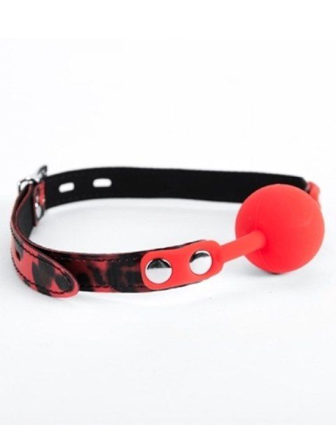 Red Silicone Ball Gag Leopard Argus