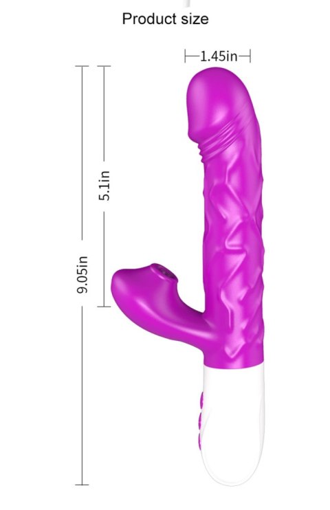 Wibrator-Silicone, Vibration 7, 7 Suction, 3 Thrusting, Heating, Purple B - Series Fox