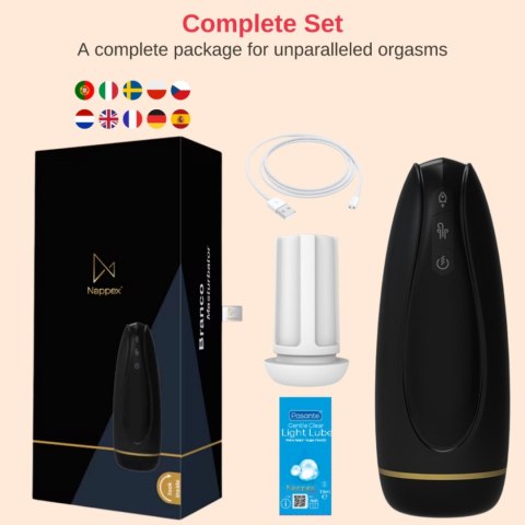 Masturbator - Nappex™ Branco Black - Premium Mastubators (10 Languages Nappex