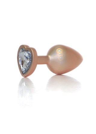 Plug-Jewellery Pearl Gold Heart PLUG- Clear L B - Series HeavyFun