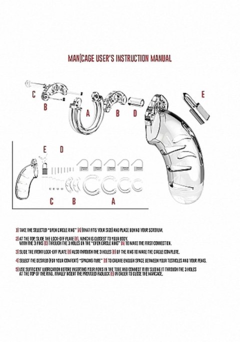 Model 01 - Chastity - 3.5"" - Cock Cage - Transparent ManCage