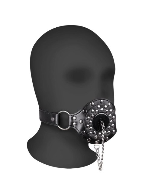 Open Mouth Gag with Plug Stopper - Black Ouch!