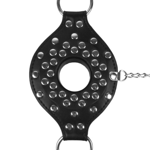 Open Mouth Gag with Plug Stopper - Black Ouch!