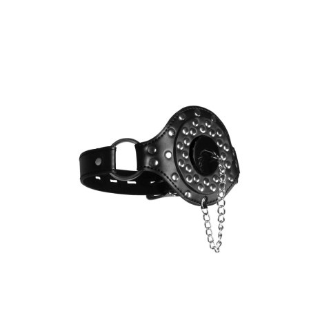 Open Mouth Gag with Plug Stopper - Black Ouch!