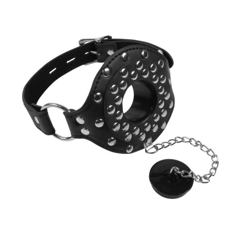 Open Mouth Gag with Plug Stopper - Black Ouch!